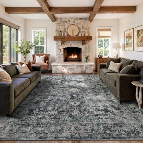 Rugxara Blue 9x12 Area Rugs for Living Room Bedroom Large Washable Rug - Image 4