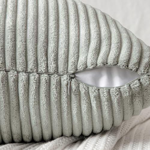 MIULEE Silver Grey Decorative Throw Pillow Covers 16x16 Inch for Couch Bed Sofa Pack of 2 Boho Farmhouse Throw Pillows Soft Cross Corduroy Patchwork Textured Cushion Cases - Image 3