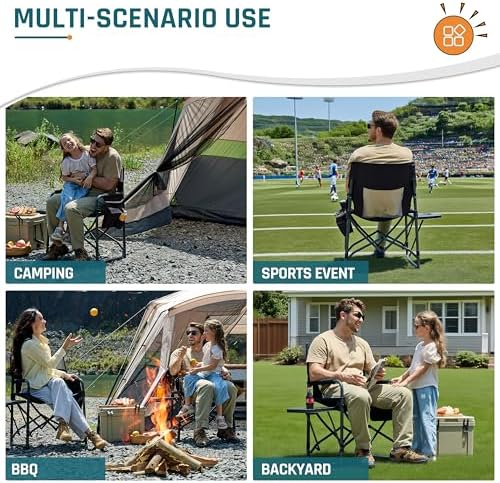 2 Pack Camping Directors Chair with Side Table & Breeze Mesh Backrest - Image 7