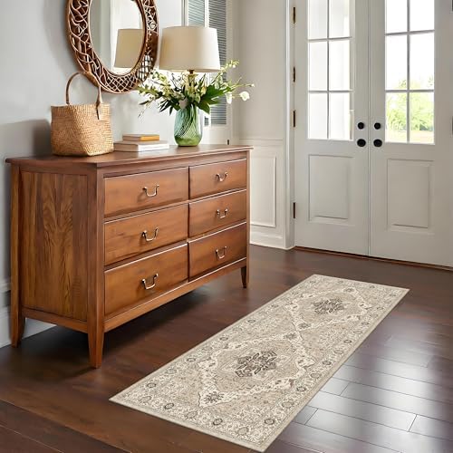2x5 Washable Entryway Runner Rug, Ultra Soft Medallion Non Slip - Image 3