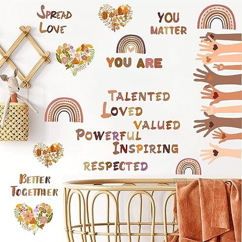 Inspirational Quotes Wall Stickers Kids Handprints Art Decal Peel and Stick | Classroom wall art mural, removable vinyl, peel and stick, self adhesive, for kids room playroom nursery daycare decorations by Kazova