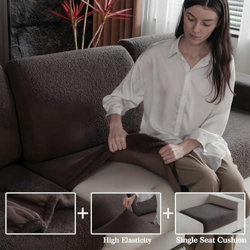 OHSIO Couch Cushion Covers for Sectional Sofa, Stretch Soft Sofa Slipcovers - Image 4