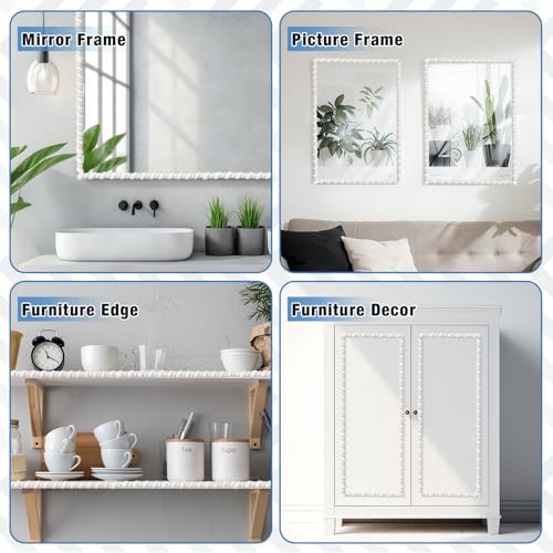 Peel and Stick Molding Trim Flexible Molding Trim for Wall Self Adhesive Paintable DIY Wall Trims for Mirror Frame Cabinet Edge Picture(1 Pcs,White) - Image 4