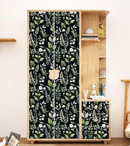 Danodoi Black Green Vintage Leaf Peel and Stick Wallpaper 17.5" x 393" | Waterproof Vinyl Self Adhesive Removable Renter Friendly Floral Contact Paper - Image 4
