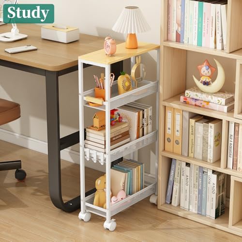 4-Tier Slim Utility Rolling Laundry Cart with Wheels, Easy to Assemble - Image 7