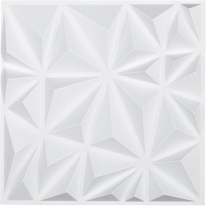 VEVOR 3D Wall Panels, 33-Pack 11.81 x 11.81 in PVC Modern Art Minimalist Diamond Tiles, 32 Sq.Ft Coverage Accent Wall Panel, Interior Home Decor for Ceiling, Bedroom, Living & Gaming Room, Matte White by VEVOR