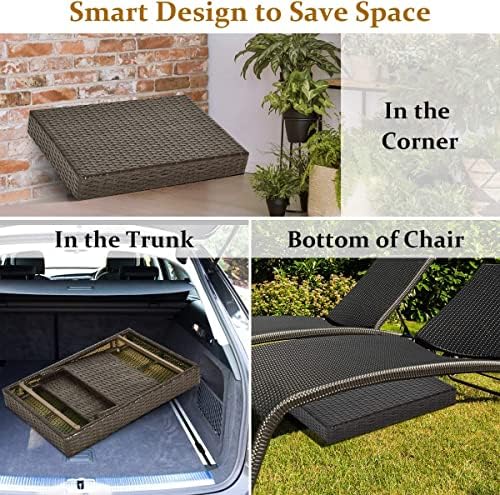 HAPPYGRILL Outdoor Wicker Table Folding Rattan Standing Coffee Side Table for Patio Lawn Bistro Poolside Garden - Image 5