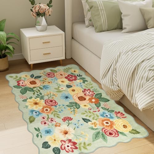 DUKINO 3x4 Rug, Non Slip Floral Washable Area Rug for Entryway, Green - Image 6