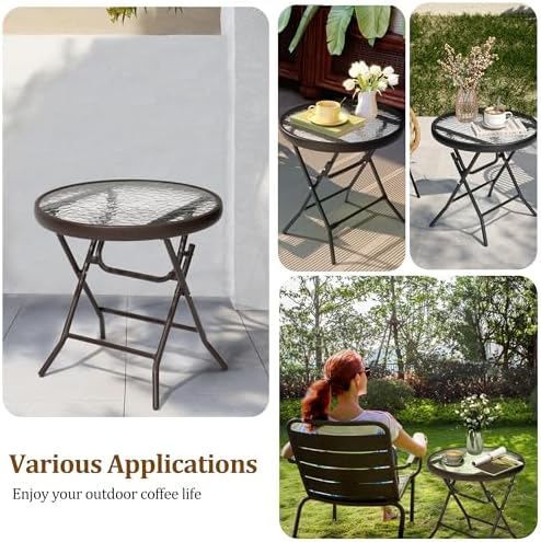 Outdoor Side Table, Small Patio End Table, Brown - Image 4