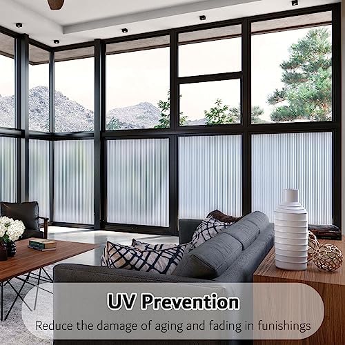 VELIMAX 1/2-Inch Reeded Glass Window Film, Frosted Reeds Window Film, Window Privacy Film, 3D Window Decals Non Adhesive for Bathroom Living Room Office, 35.4x118 inches - Image 5