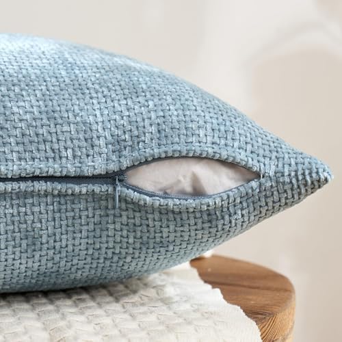 MIULEE Soft Decorative Chenille Euro Pillow Covers Blue Series 26x26 - Image 4