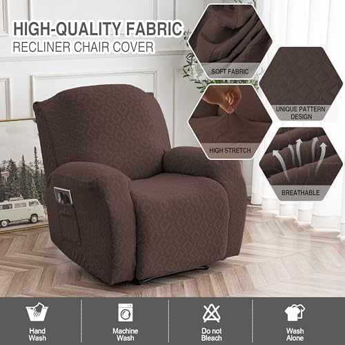 Genina Waterproof Recliner Chair Cover,XL-1 Seat Couch Cover,Chocolate - Image 2
