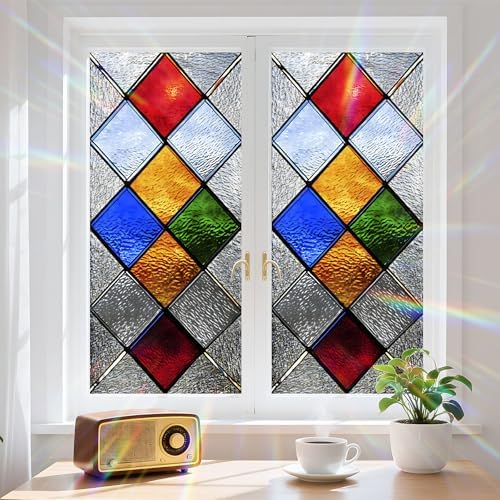 Window Privacy Film Frosted Glass Window Sticker Window Film Static Glass Cling Tint Non-Adhesive for Home Door Decorative Frosting Cover 17.5 X 39.3 inch - Image 3