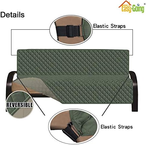 Easy-Going Reversible Couch Cover, Large Futon Sofa, Greyish Green/Beige - Image 3