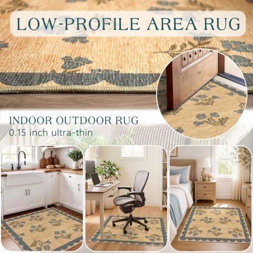3x3 Square Floral Entry Rug, Front Door Mat Indoor Outside Entrance - Image 5