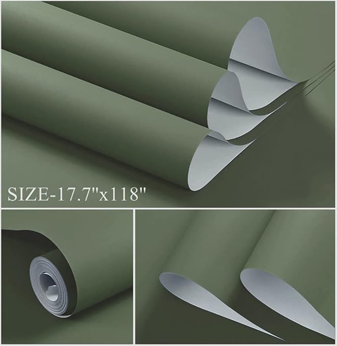 Dimoon 394''x17.7'' Green Peel and Stick Wallpaper Contact Paper Modern Self Adhesive Wall Paper Removable Renter Friendly Textured Solid Color Shelf Cabinet Vinyl Roll (394''x17.7'',Leaf Green) - Image 2