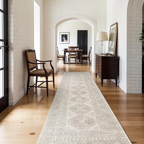Ksrau 3x12 Runner Rug Washable Vintage: Non Slip Hallway Runners Beige - Image 4