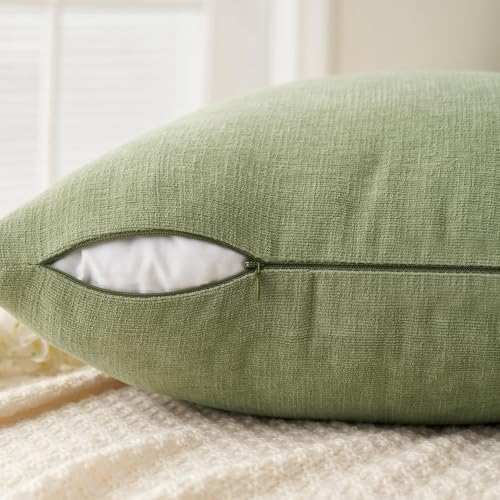 MIULEE Sage Green Chenille Couch Euro Throw Pillow Covers, 22x22 - Image 5