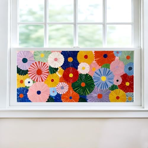 Cmialusie Colorful Floral Window Film 17.3 x 39.3 Inch Cling by NeedaOne