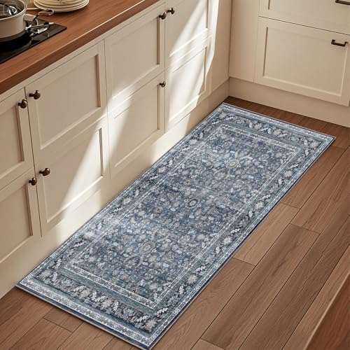 OPPODREAM Vintage Blue Area Rugs 2x6, Washable Rug for Living Room by OPPODREAM