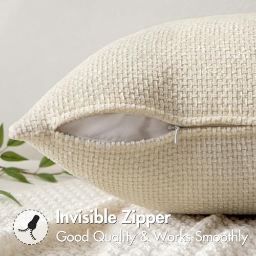 MIULEE Decorative Couch Throw Pillow Covers 18x18 Inch Neutral Cream 2 Pack - Image 5