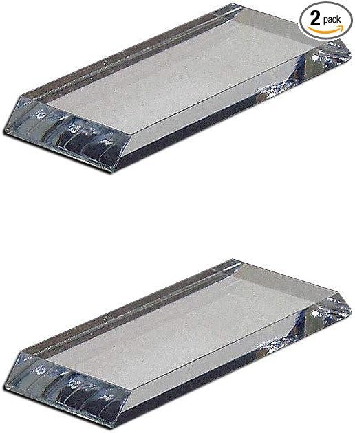 Mirart 1-1/8" x 3" Pull Handle, Self Stick Acrylic Mirror Finger Glide Beveled Knob (2 Pack) by Mirart