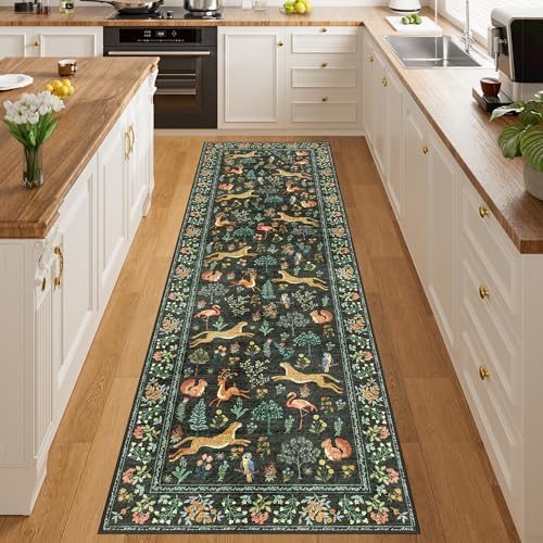 DUKINO 2x10 Kitchen Runner Rug, Soft Non Slip Animal Washable Rug, Black - Image 5