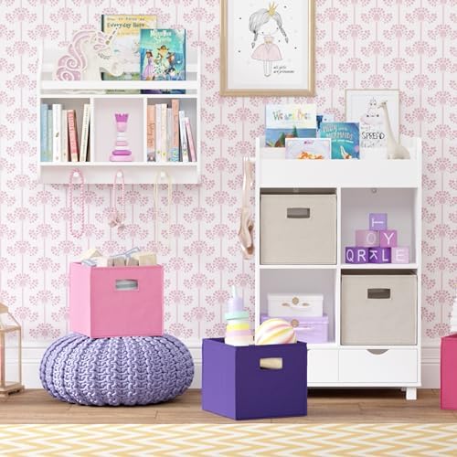 RiverRidge Folding Storage Bins - 4-pack of 10in Tall Dark Purple Cubes - Image 2