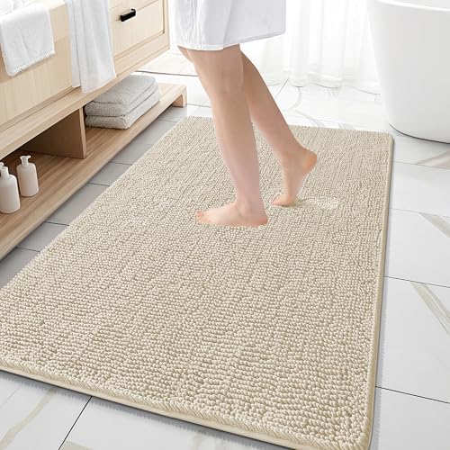 OLANLY Large Bathroom Rugs 59x35, Extra Soft Absorbent Chenille Bath Rugs by OLANLY