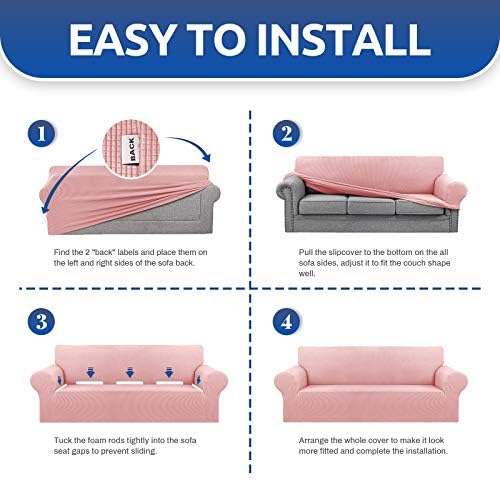 KEKUOU Stretch Oversized Couch Covers for Sofa Slipcover,Dusty Pink - Image 5