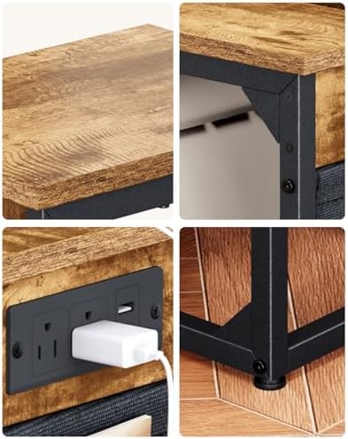 C-Shaped End Table with Fast-Charging Station, Small Couch Side Table with Storage Bag, Sofa TV Tray Table for Living Room, Bedroom, Bedside ET-BR-1 - Image 7