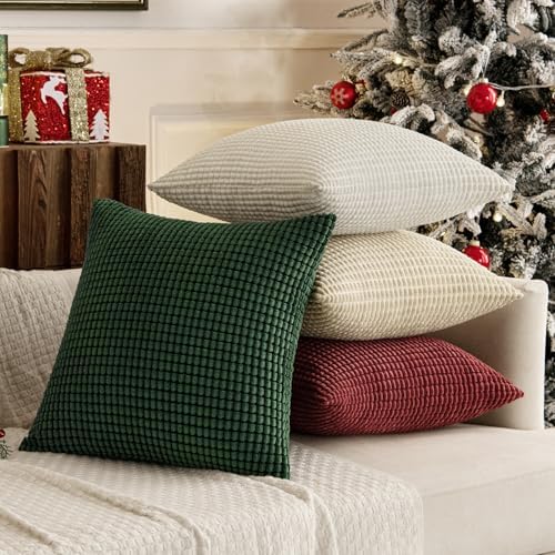MIULEE Throw Pillow Covers 18x18 Inch Set of 4 Christmas Red and Green - Image 2