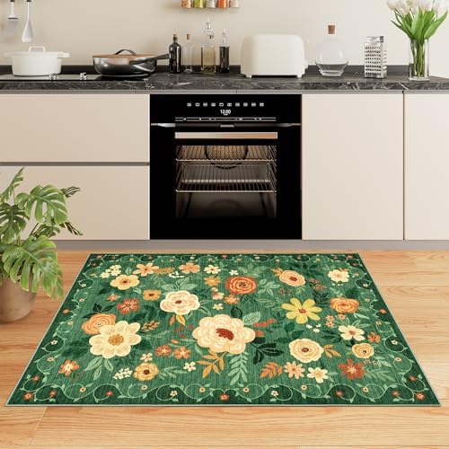 DUKINO 2x3 Entryway Rug, Door Mat Soft Washable Rug Non Slip, Dark Green - Image 5