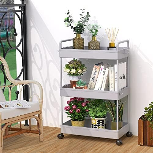 SOLEJAZZ 3 Tier Slim Rolling Storage Cart Organizer with Wheels, Gray - Image 6