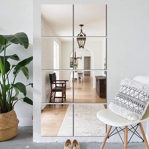 Vlush Home Gym Mirror Tiles 11'' x 11'' x 8PCS Full Body Mirror Full Length & Wall Mounted Mirrors Decorative for Home Gym, Door, Bedroom & Bathroom - Image 4