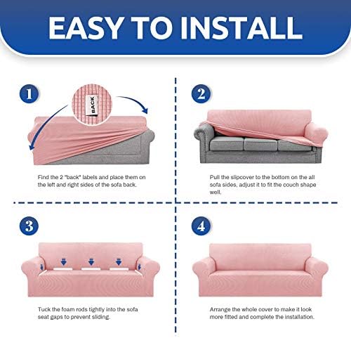 KEKUOU Stretch Chair Sofa Slipcover, Single Couch Cover,Dusty Pink - Image 4
