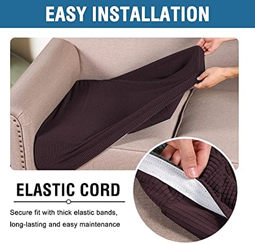 H.VERSAILTEX Super Stretch Individual Seat Cushion Covers - Sofa & Couch Cushion Slipcover Sets - Thick Jacquard Textured Twill Fabric (3 Piece XL, Chocolate) - Image 5