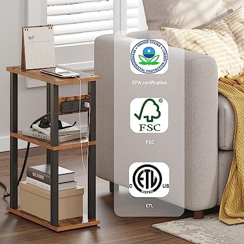 TUTOTAK Small Narrow Side Table with Charging Station, Skinny End Table - Image 5