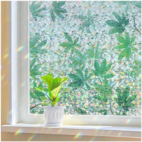Haton Window Privacy Film, Leaf Rainbow Film, 23.6" x 78.7" by HatonHomeDecor
