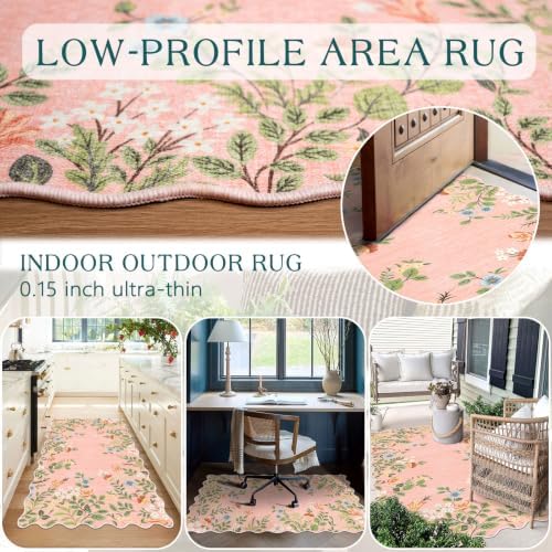 Pink Floral Entry Rug, 3x5 Ft Indoor Outdoor Mats for Front Door - Image 5
