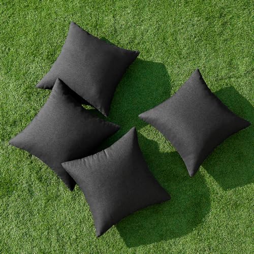 MIULEE Pack of 4 Decorative Outdoor Throw Pillow Covers Linen Waterproof Pillow Covers Summer Farmhouse Cushion Cases for Patio Garden Tent Balcony Couch Sofa 16x16 Inch Black - Image 4