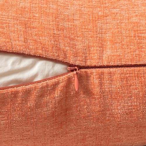 MIULEE Soft Chenille Throw Pillow Covers Coral Red 16x16 Inch Pack of 2 - Image 3