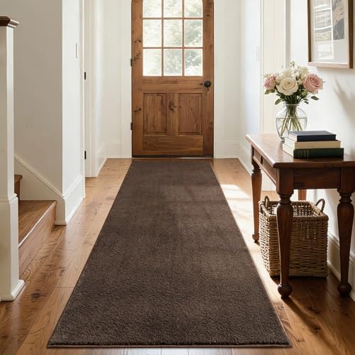 2x6 Pure Brown Runner Rug Non-Slip Washable for Hallway Kitchen Bedroom - Image 5