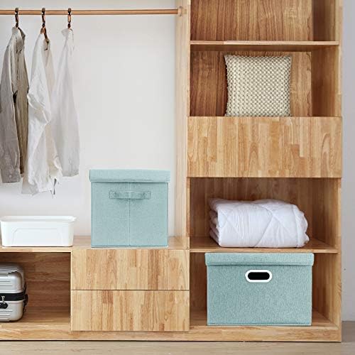 TYEERS Collapsible Storage Bins With Lids, Large Fabric Storage Boxes - 2 Pack - Aqua Spring - Image 4