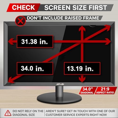 34 Inches Privacy Screen Filter for 21:9 Curved Ultrawide Monitor | Removable | Privacy Shield | Anti Glare | Anti-Blue Light | Eye Protection | Anti Spy | Computer Security Private Protector - Image 2