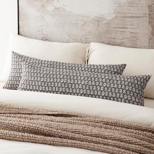 Foindtower Long Floral Print Lumbar Throw Pillow Covers 14×36 Rustic Gray - Image 5
