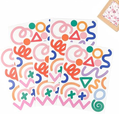200 PCS Peel & Stick Removable Colorful Abstract Geometric Wall Decals | 10 Sheets Vinyl Wall Stickers in Mixed Size Shapes (1.8–5.7 in) for Nursery, Kids Room, Bedroom, Playroom & Home Decor - Image 4