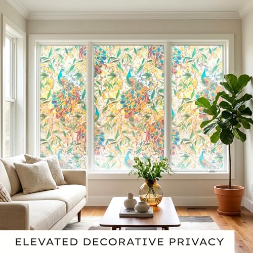 Peacock 3D Prism Stained Glass Window Film Privacy Anti UV 35x157in - Image 2