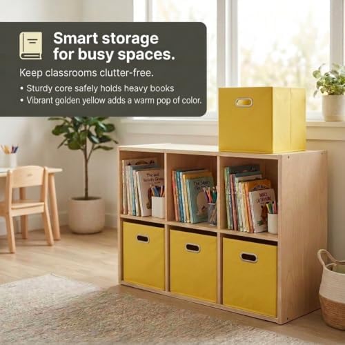 Household Essentials 6 ct Open Fabric Cube Storage Bins, Golden Yellow - Image 7