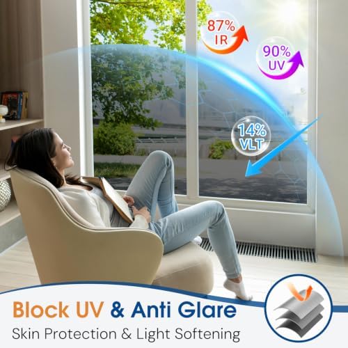 Homein Window Tint for Home with Tools, One Way Window Film, Black Silver - Image 3